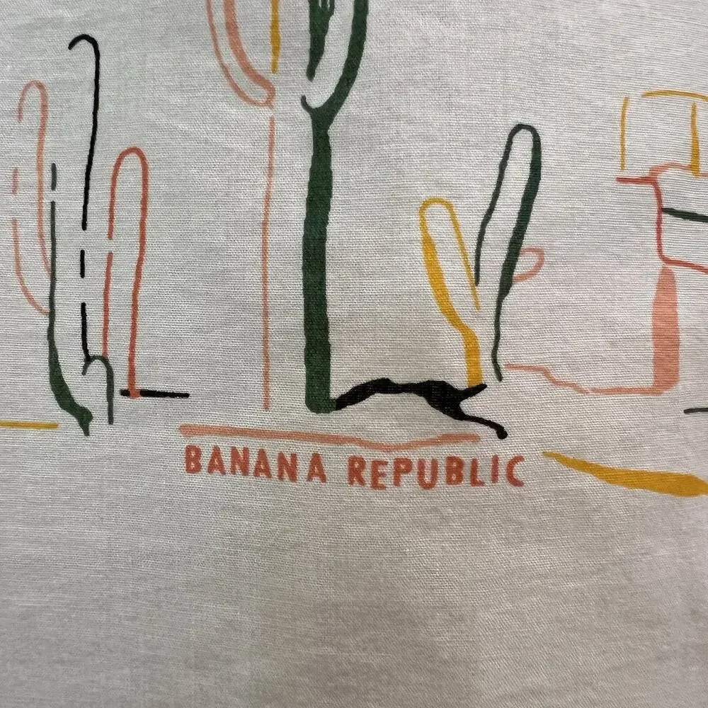 Banana Republic Relaxed Fit Organic Cotton Button Down‎ Shirt Western Print XL